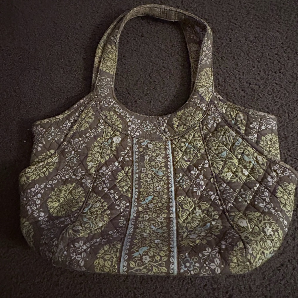 Floral Quilted Vera Bradley Purse Bag - Brown and Green